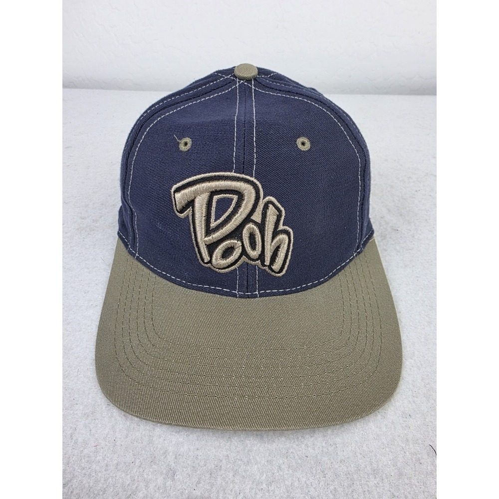 Vintage Mickey Inc Winnie The Pooh Script Snapback Hat Embroidered Blue Cap